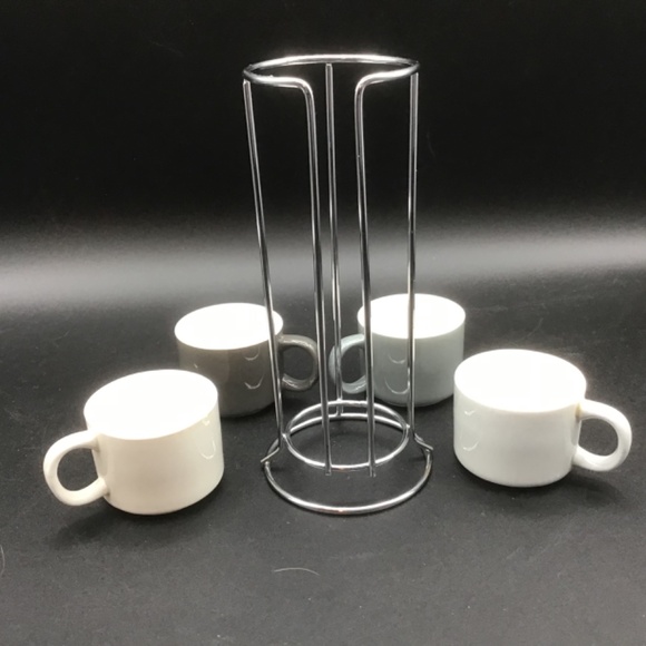Harvey West Stacking Assorted Ceramic Espresso Cups With Stand Set of 4 - Picture 8 of 9
